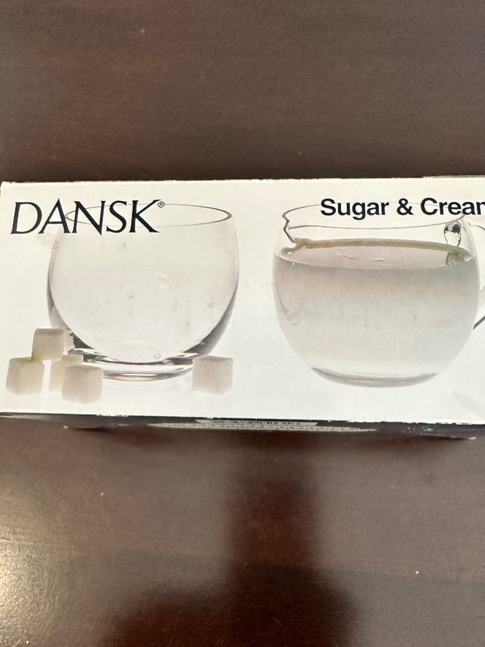 Dansk Sugar And Creamer Clear Glass 2 Piece Set Scandinavian Style W/box